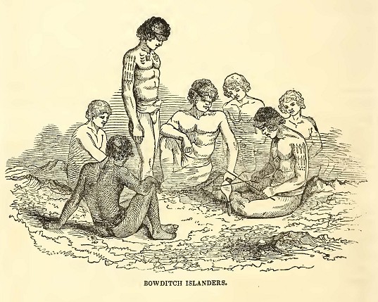 Bowditch Islanders. Drawn by A. T. Agate.<br />&nbsp; &nbsp; &nbsp; 	Engraved by J. J. Butler.