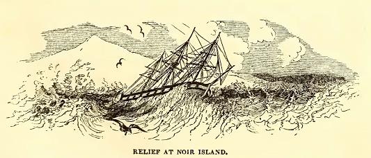 Relief at Noir Island. Sketched by A. T. Agate. Engraved by R. H. Pease.
