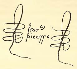 Pizarro’s Autograph. Engraved by J. H. Manning.