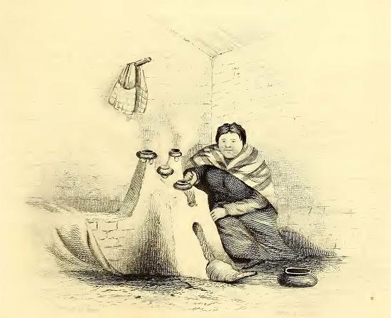 Cooking at Casa Cancha. Drawn by A. T. Agate. Engraved by E. G. Dunnel.