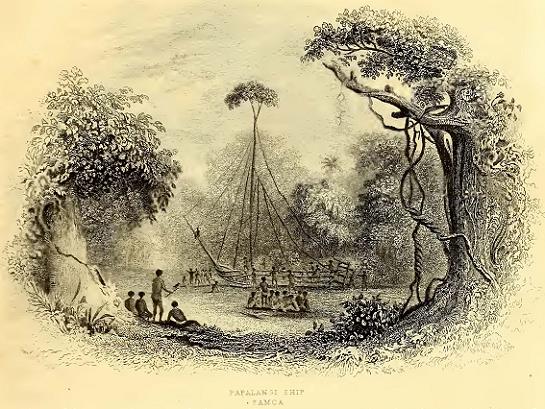 Papalangi Ship. Drawn by A. T. Agate. Engraved by J. A. Rolph