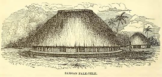 Samoan House. Sketched by J. Drayton.**&nbsp; Engraved by J. H. Brightly