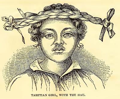 Tahitian Girl with the Hau.  Sketched by A. T. Agate. Engraved by R. Pease