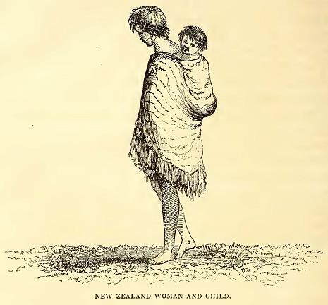 Woman and Child, N. Z.  Sketched by A. T. Agate. Engraved by J. J. Butler