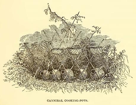 Cannibal Cooking-Pots Sketched by A. T. Agate. Engraved by J. J. Butler.