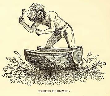 Feejee Drummer. Sketched by J. Drayton. Engraved by J. J. Butler.