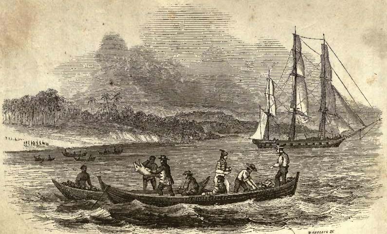 The Commodore Preble taking Supplies at Rimatara.